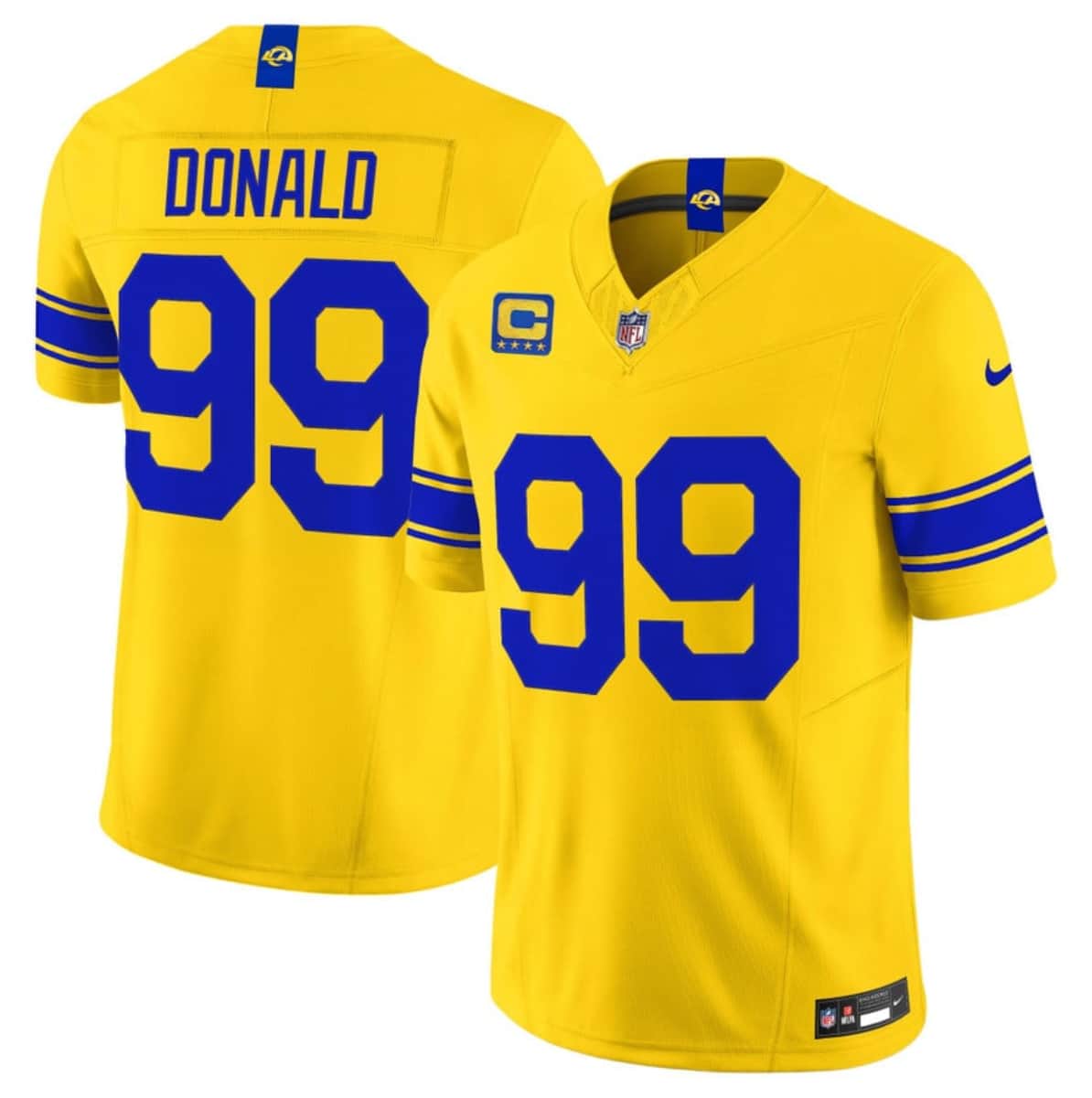 Los Angeles Rams #99 Aaron Donald Yellow 2026 F.U.S.E. With 4- Star C Patch Vapor Limited Football Stitched Jersey