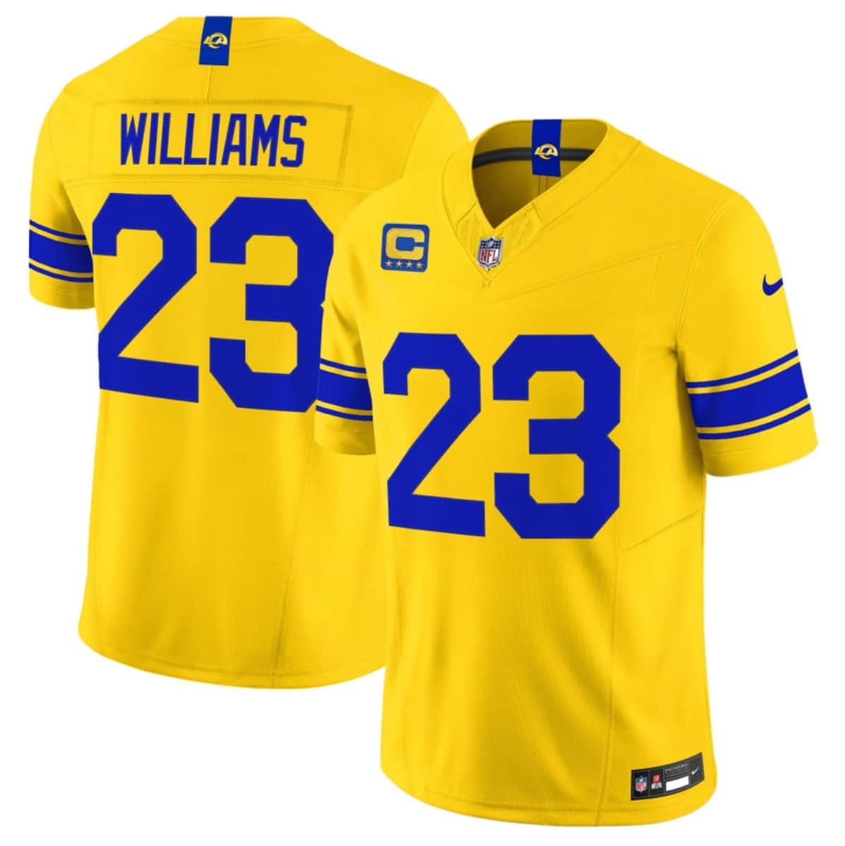 Los Angeles Rams #23 Kyren Williams Yellow 2026 F.U.S.E. With 4- Star C Patch Vapor Limited Football Stitched Jersey