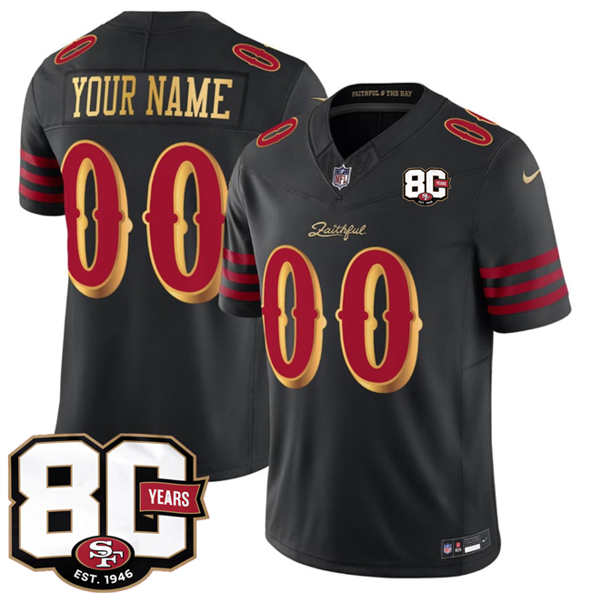 San Francisco 49ers Active Player Custom Black 80th Anniversary Patch ??Rivalries?? 2026 F.U.S.E. Vapor Untouchable Limited Football Stitched Jersey