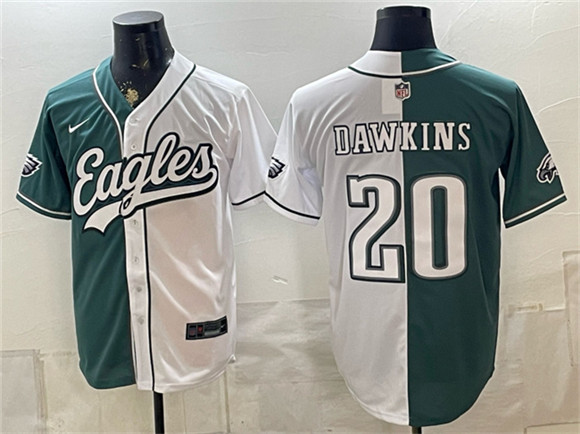 Philadelphia Eagles #20 Brian Dawkins Green White Split Stitched Jersey
