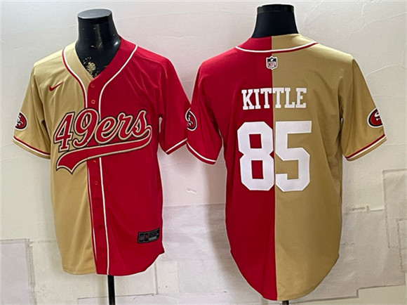San Francisco 49ers #85 George kittle Gold Red Split Stitched Jersey