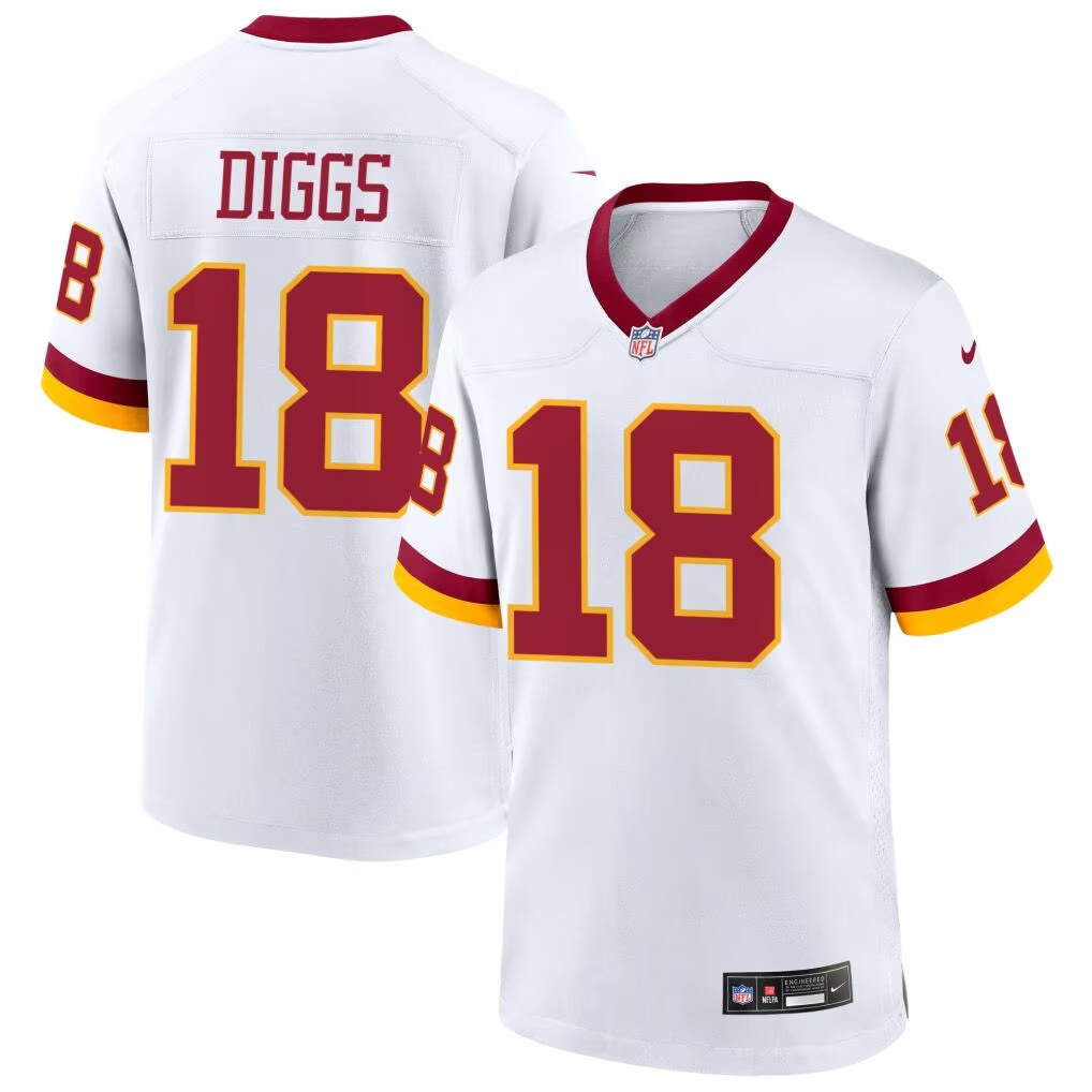 Washington Commanders #18 Stephon Diggs White Vapor Limited Stitched Football Jersey Washington Commanders #18 Stephon Diggs White Vapor Limited Stitched Football Jersey