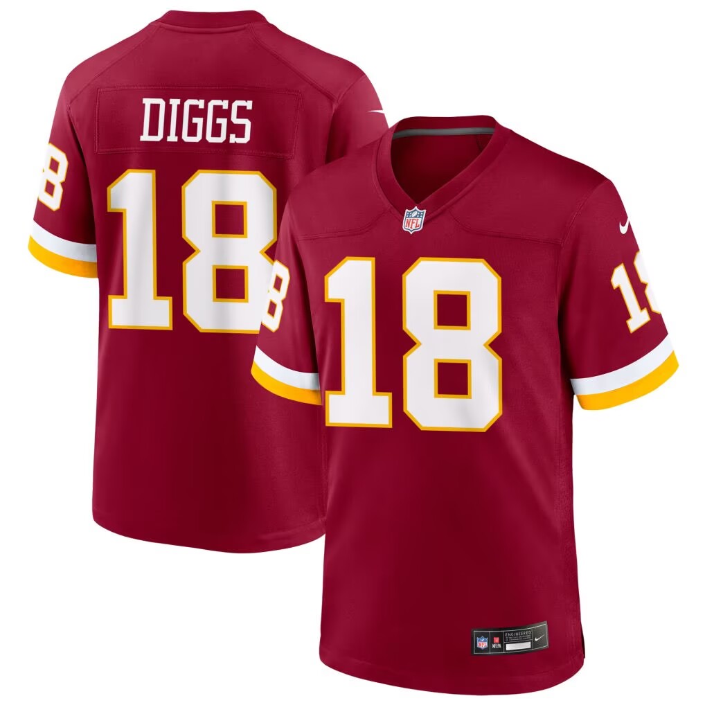 Washington Commanders #18 Stephon Diggs Red 2026 Vapor Limited Stitched Football Jersey Washington Commanders #18 Stephon Diggs Red 2026 Vapor Limited Stitched Football Jersey