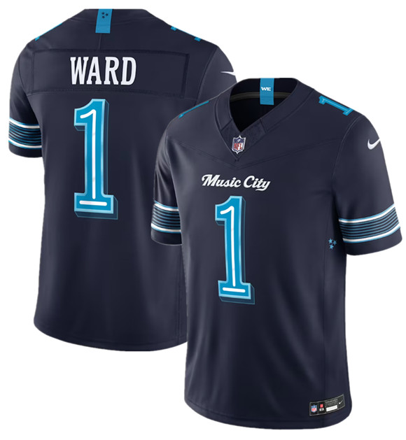 Tennessee Titans #1 Cameron Ward Navy 2026 F.U.S.E. 'Music City' Rivalries Collection Limited Football Stitched Jersey