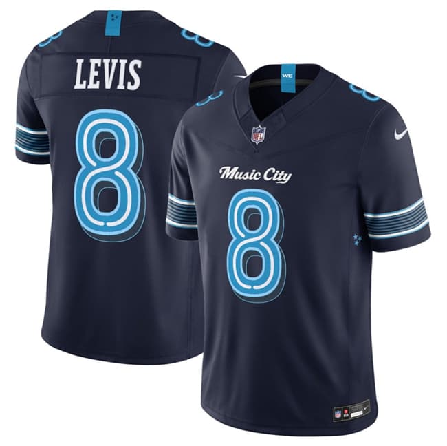 Tennessee Titans #8 Will Levis Navy 2026 F.U.S.E. 'Music City' Rivalries Collection Limited Football Stitched Jersey Tennessee Titans #8 Will Levis Navy 2026 F.U.S.E. 'Music City' Rivalries Collection Limited Football Stitched Jersey