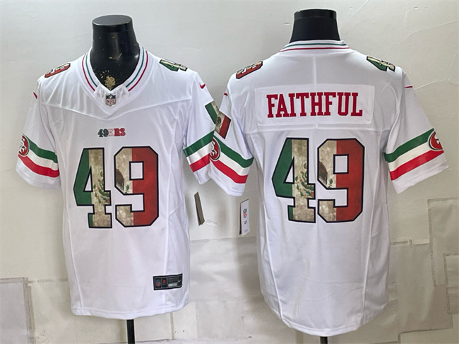 San Francisco 49ers #49 Faithful White 2025 F.U.S.E. Mexico Vapor Limited Football Stitched Jersey