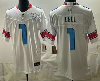Houston Texans #1 Tank Dell White 2026 FUSE Rivalries Collection Limited Stitched Jersey