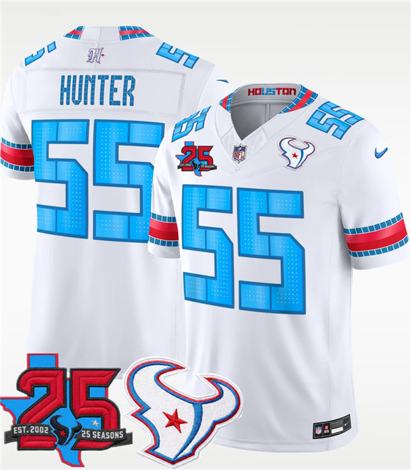 Houston Texans #55 Danielle Hunter White 2026 F.U.S.E. Rivalries Collection With 25th Anniversary Patch Limited Football Stitched Jersey