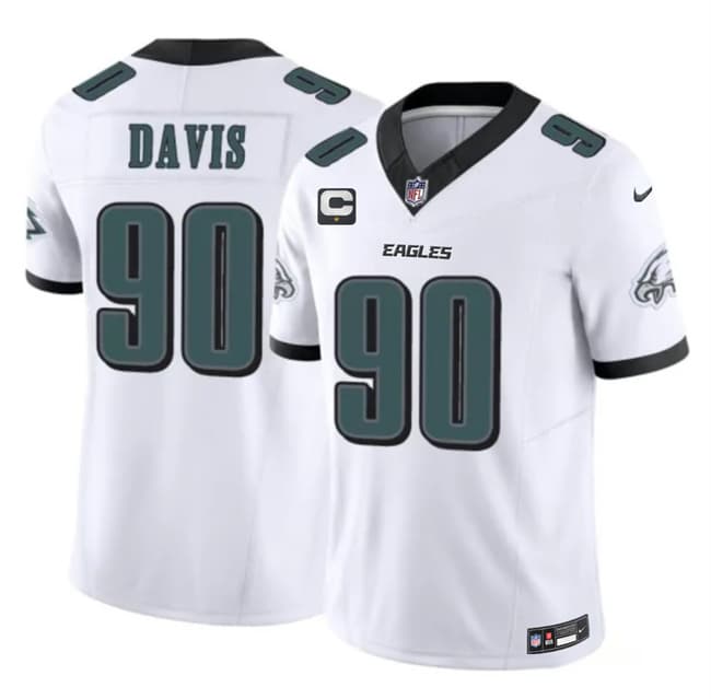 Philadelphia Eagles #90 Jordan Davis White 2026 F.U.S.E. 1-Star C Patch Vapor Untouchable Limited Football Stitched Jersey