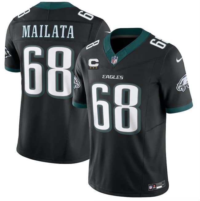 Philadelphia Eagles #68 Jordan Mailata Black 2026 F.U.S.E. 3-Star C Patch Vapor Untouchable Throwback Limited Football Stitched Jersey