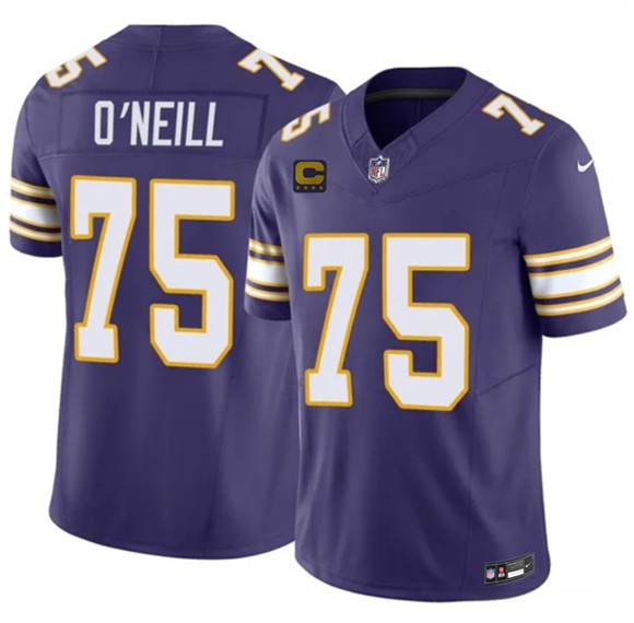 Minnesota Vikings #75 Brian O'Neill Purple 2026 F.U.S.E. 4-Star C Patch Vapor Untouchable Throwback Limited Football Stitched Jersey Minnesota Vikings #75 Brian O'Neill Purple 2026 F.U.S.E. 4-Star C Patch Vapor Untouchable Throwback Limited Football Stitched Jersey