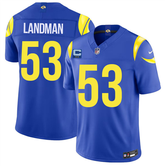 Los Angeles Rams #53 Nate Landman Royal 2026 F.U.S.E. 2-Star C Patch Vapor Limited Football Stitched Jersey
