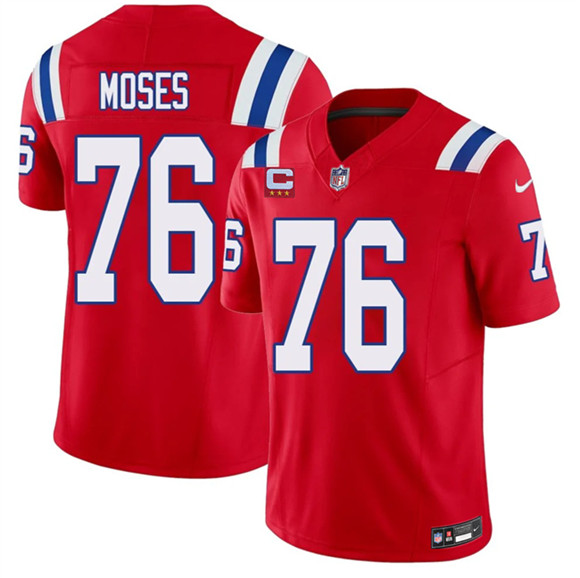 New England Patriots #76 Morgan Moses Red 2026 F.U.S.E. 3-Star C Pach Vapor Limited Football Stitched Jersey