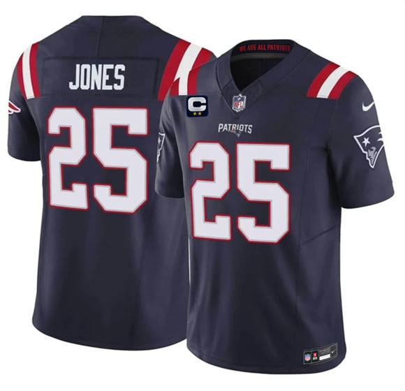 New England Patriots #25 Marcus Jones Navy 2026 F.U.S.E. 2-Star C Pach Vapor Limited Football Stitched Jersey