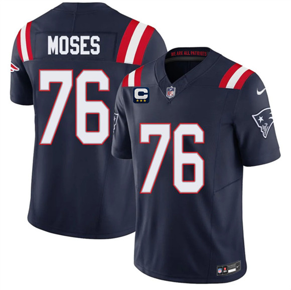 New England Patriots #76 Morgan Moses Navy 2026 F.U.S.E. 3-Star C Pach Vapor Limited Football Stitched Jersey