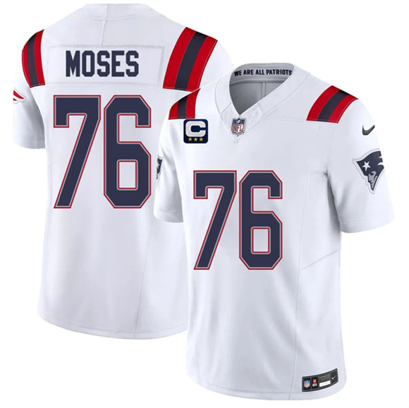 New England Patriots #76 KMorgan Moses White 2026 F.U.S.E. 3-Star C Pach Vapor Limited Football Stitched Jersey