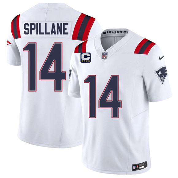 New England Patriots #14 Robert Spillane White 2026 F.U.S.E. 4-Star C Pach Vapor Limited Football Stitched Jersey