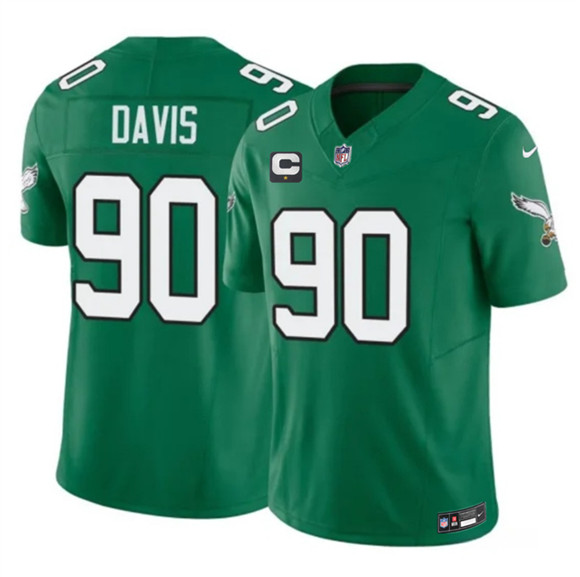 Philadelphia Eagles #90 Jordan Davis Kelly Green 2026 F.U.S.E. 1-Star C Patch Throwback Vapor Untouchable Limited Football Stitched Jersey