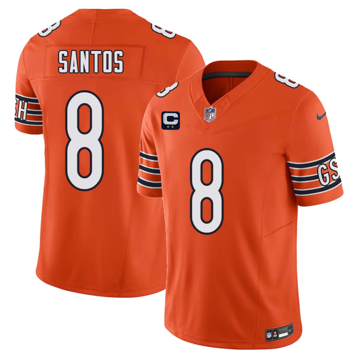 Chicago Bears #8 Cairo Santos Orange 2026 F.U.S.E. 2-Star C Patch Vapor Untouchable Limited Football Stitched Jersey