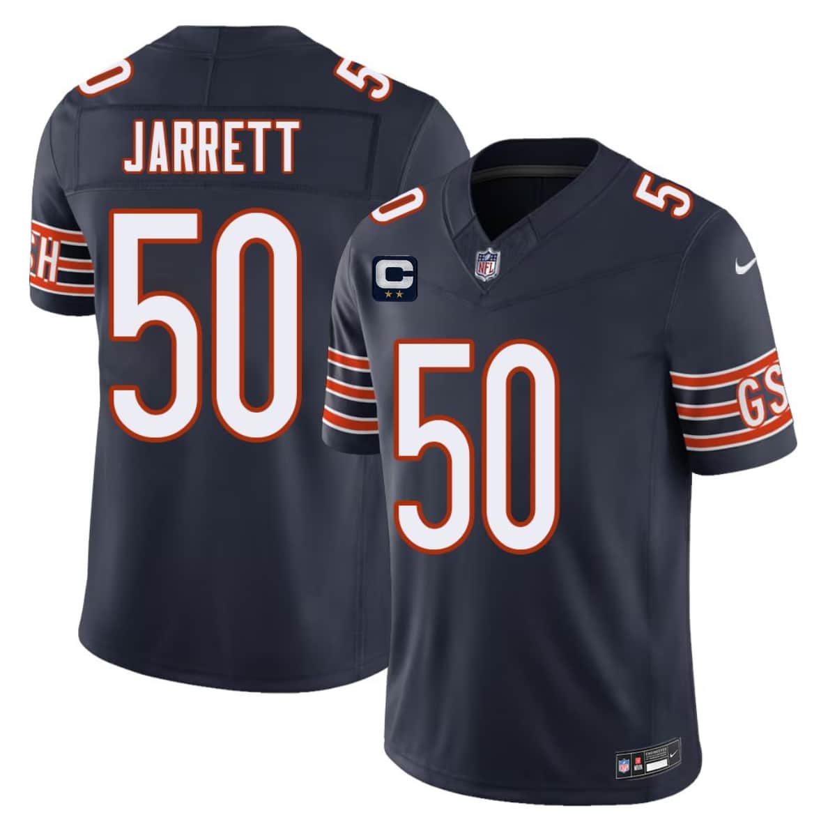 Chicago Bears #50 Grady Jarrett Navy 2026 F.U.S.E. 2-Star C Patch Vapor Untouchable Limited Football Stitched Jersey