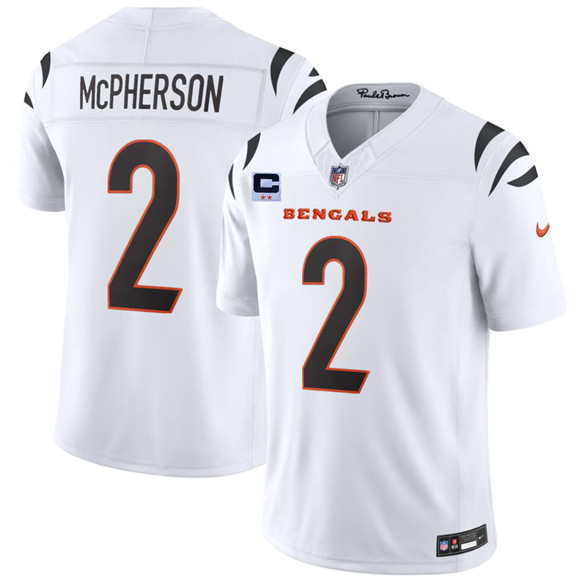 Cincinnati Bengals #2 Evan McPherson White 2026 F.U.S.E. 2-Star C Patch Vapor Untouchable Limited Football Stitched Jersey