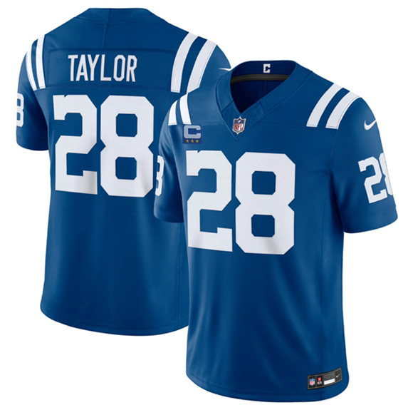 Indianapolis Colts #28 Jonathan Taylor Blue 2026 F.U.S.E. With 4-Star C Patch Limited Football Stitched Jersey Indianapolis Colts #28 Jonathan Taylor Blue 2026 F.U.S.E. With 4-Star C Patch Limited Football Stitched Jersey