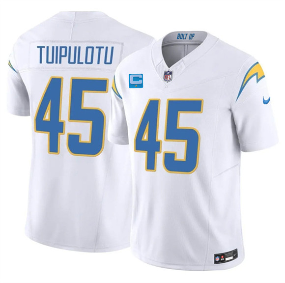 Los Angeles Chargers #45 Tuli Tuipulotu White 2026 F.U.S.E. 1-Star C Patch Vapor Limited Football Stitched Jersey