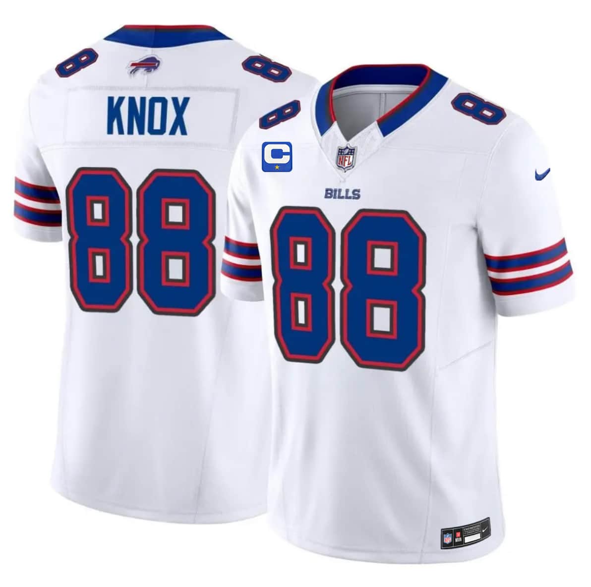 Buffalo Bills #88 Dawson Knox White 2026 F.U.S.E. With 1-Star C Patch Vapor Untouchable Limited Football Stitched Jersey Buffalo Bills #88 Dawson Knox White 2026 F.U.S.E. With 1-Star C Patch Vapor Untouchable Limited Football Stitched Jersey