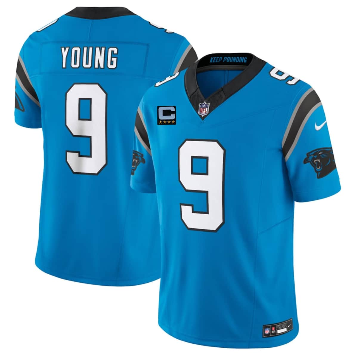 Carolina Panthers #9 Bryce Young Blue 2026 F.U.S.E. 4-Star C Patch Vapor Limited Football Stitched Jersey Carolina Panthers #9 Bryce Young Blue 2026 F.U.S.E. 4-Star C Patch Vapor Limited Football Stitched Jersey