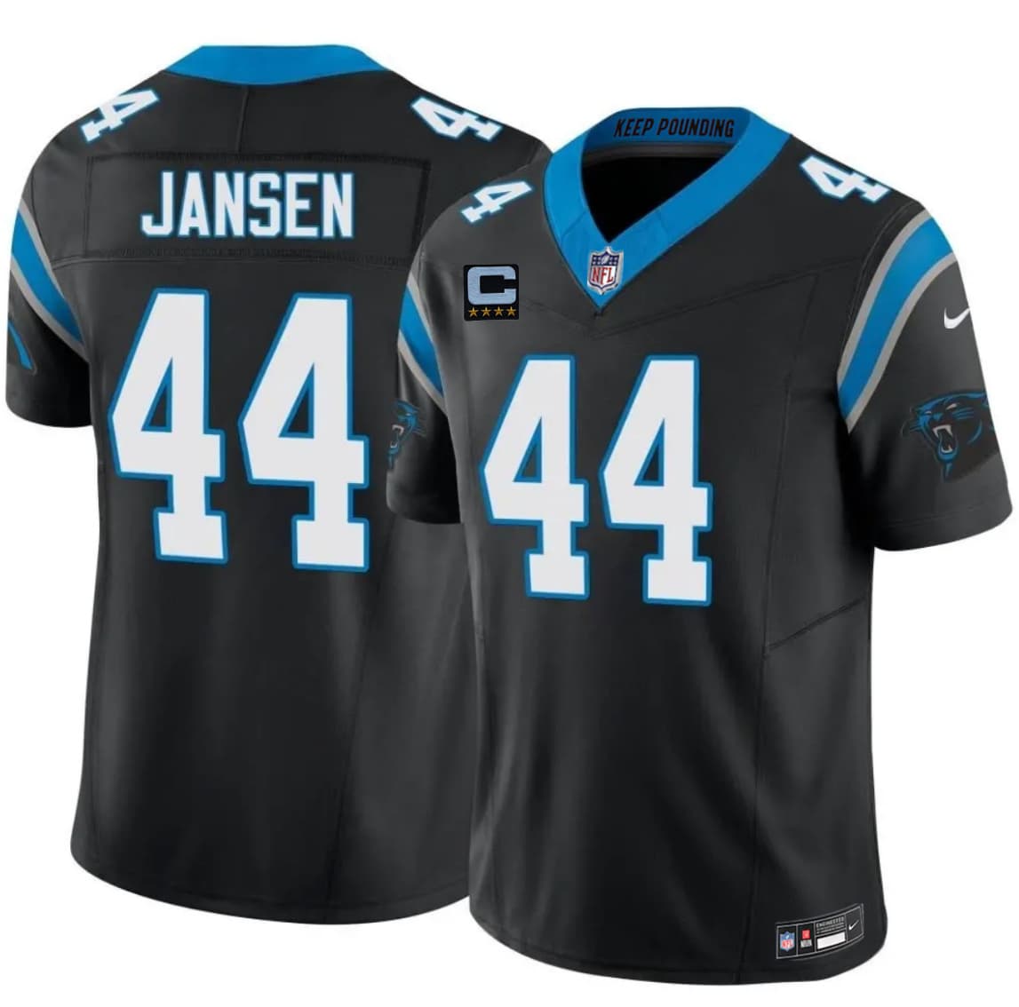 Carolina Panthers #44 J. J. Jansen Black 2026 F.U.S.E. 4-Star C Patch Vapor Limited Football Stitched Jersey