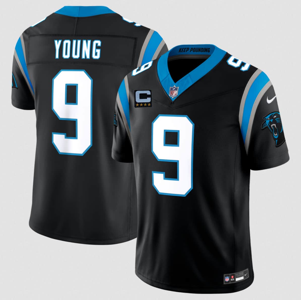 Carolina Panthers #9 Bryce Young Black 2026 F.U.S.E. 4-Star C Patch Vapor Limited Football Stitched Jersey Carolina Panthers #9 Bryce Young Black 2026 F.U.S.E. 4-Star C Patch Vapor Limited Football Stitched Jersey