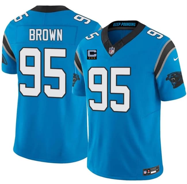 Carolina Panthers #95 Derrick Brown Blue 2026 F.U.S.E. 3-Star C Patch Vapor Limited Football Stitched Jersey Carolina Panthers #95 Derrick Brown Blue 2026 F.U.S.E. 3-Star C Patch Vapor Limited Football Stitched Jersey