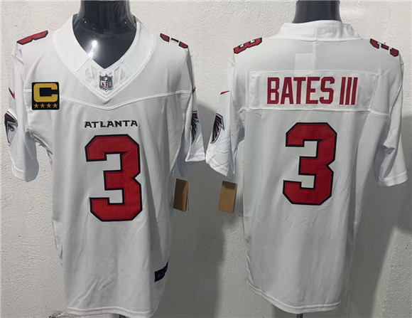 Atlanta Falcons #3 Jessie Bates III White 2026 New F.U.S.E. 4-Star C Patch Vapor Untouchable Limited Football Stitched Jersey Atlanta Falcons #3 Jessie Bates III White 2026 New F.U.S.E. 4-Star C Patch Vapor Untouchable Limited Football Stitched Jersey