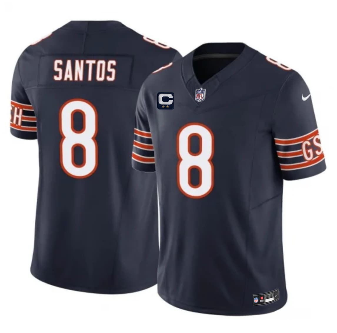 Chicago Bears #8 Cairo Santos Navy 2026 F.U.S.E. 2-Star C Patch Vapor Untouchable Limited Football Stitched Jersey
