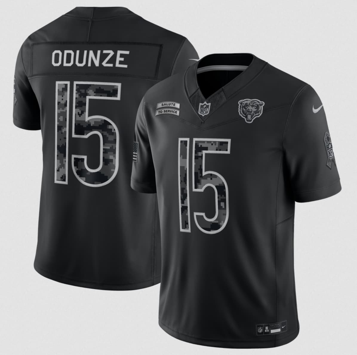 Chicago Bears #15 Rome Odunze Black 2026 F.U.S.E. Salute to Service Limited Football Stitched Jersey Chicago Bears #15 Rome Odunze Black 2026 F.U.S.E. Salute to Service Limited Football Stitched Jersey