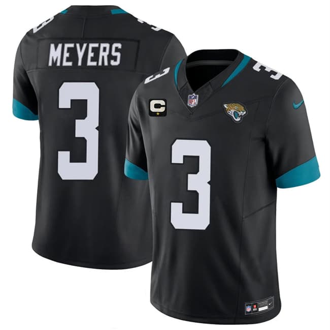 Jacksonville Jaguars #3 Jakobi Meyers Black 2026 F.U.S.E. 1-Star C Patch Vapor Limited Football Stitched Jersey Jacksonville Jaguars #3 Jakobi Meyers Black 2026 F.U.S.E. 1-Star C Patch Vapor Limited Football Stitched Jersey