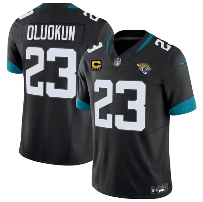 Jacksonville Jaguars #23 Foyesade Oluokun Black 2026 F.U.S.E. 4-Star C Patch Vapor Limited Football Stitched Jersey Jacksonville Jaguars #23 Foyesade Oluokun Black 2026 F.U.S.E. 4-Star C Patch Vapor Limited Football Stitched Jersey