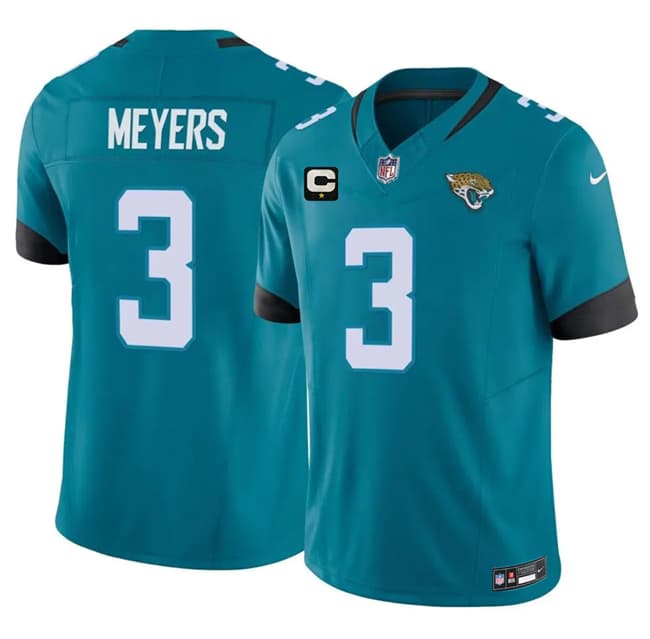 Jacksonville Jaguars #3 Jakobi Meyers Teal 2026 F.U.S.E. 1-Star C Patch Vapor Limited Football Stitched Jersey Jacksonville Jaguars #3 Jakobi Meyers Teal 2026 F.U.S.E. 1-Star C Patch Vapor Limited Football Stitched Jersey