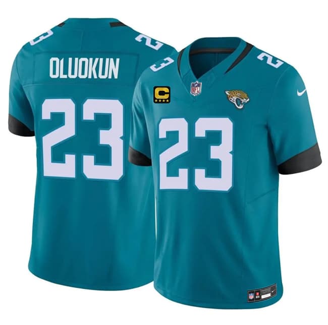 Jacksonville Jaguars #23 Foyesade Oluokun Teal 2026 F.U.S.E. 4-Star C Patch Vapor Limited Football Stitched Jersey Jacksonville Jaguars #23 Foyesade Oluokun Teal 2026 F.U.S.E. 4-Star C Patch Vapor Limited Football Stitched Jersey