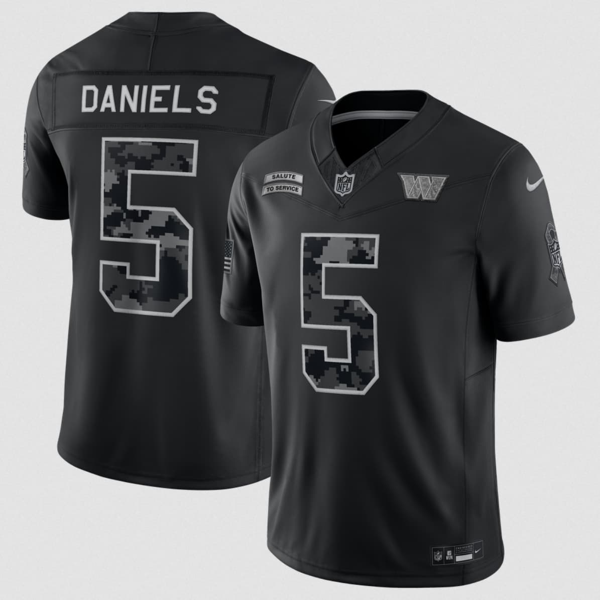 Washington Commanders #5 Jayden Daniels Black 2026 F.U.S.E. Salute to Service Limited Football Stitched Jersey