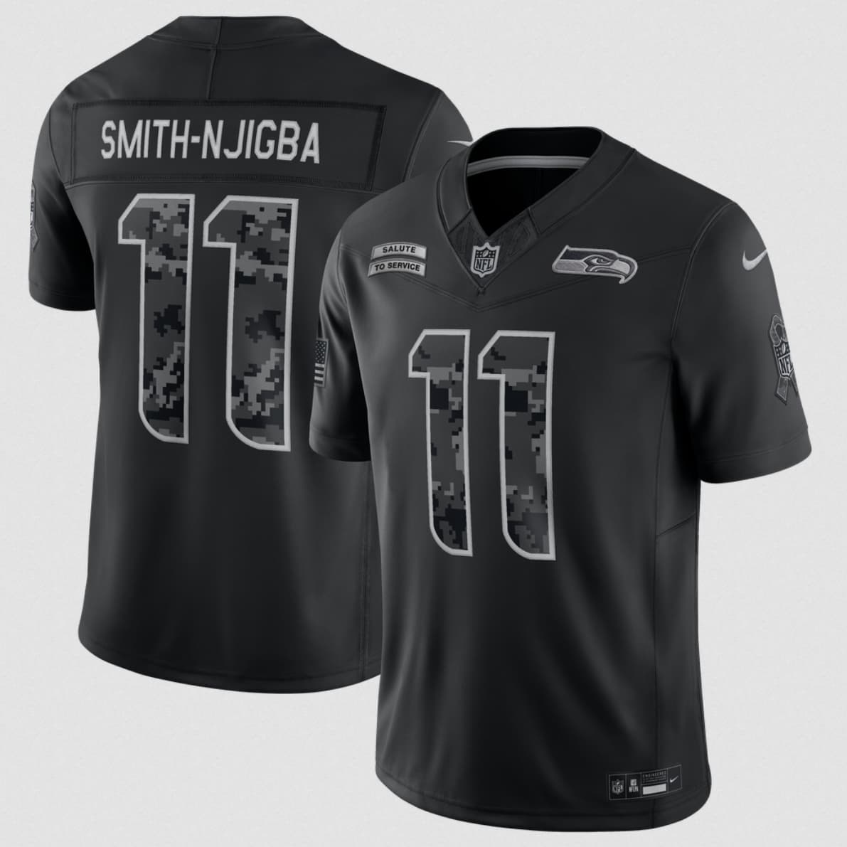 Seattle Seahawks #11 Jaxon Smith-Njigba Black 2026 F.U.S.E. Salute to Service Limited Football Stitched Jersey Seattle Seahawks #11 Jaxon Smith-Njigba Black 2026 F.U.S.E. Salute to Service Limited Football Stitched Jersey