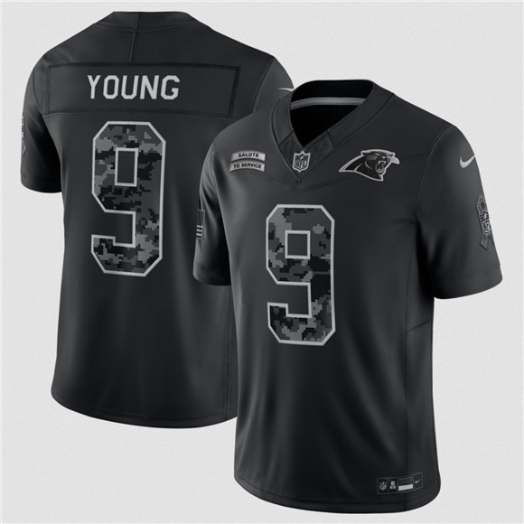 Carolina Panthers #9 Bryce Young Black F.U.S.E. 2026 Salute to Service Limited Football Stitched Jersey Carolina Panthers #9 Bryce Young Black F.U.S.E. 2026 Salute to Service Limited Football Stitched Jersey