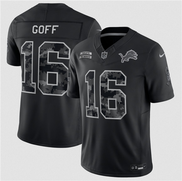Detroit Lions #16 Jared Goff Black F.U.S.E. 2026 Salute to Service Limited Football Stitched Jersey Detroit Lions #16 Jared Goff Black F.U.S.E. 2026 Salute to Service Limited Football Stitched Jersey