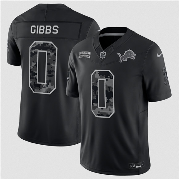 Detroit Lions #0 Jahmyr Gibbs Black F.U.S.E. 2026 Salute to Service Limited Football Stitched Jersey
