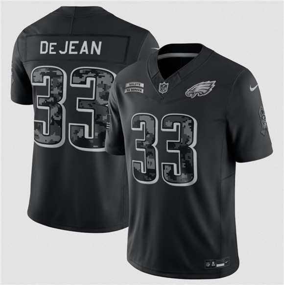 Philadelphia Eagles #33 Cooper DeJean Black F.U.S.E. 2026 Salute to Service Limited Football Stitched Jersey Philadelphia Eagles #33 Cooper DeJean Black F.U.S.E. 2026 Salute to Service Limited Football Stitched Jersey