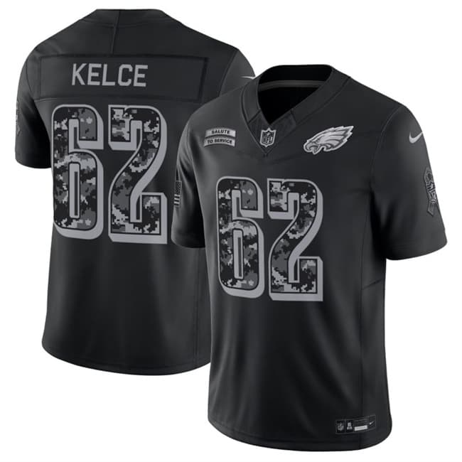 Philadelphia Eagles #62 Jason Kelce Black F.U.S.E. 2026 Salute to Service Limited Football Stitched Jersey