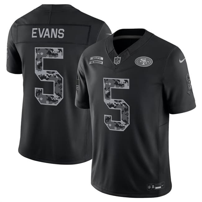 San Francisco 49ers #5 Mike Evans Black 2026 F.U.S.E. Salute to Service Limited Stitched Football Jersey