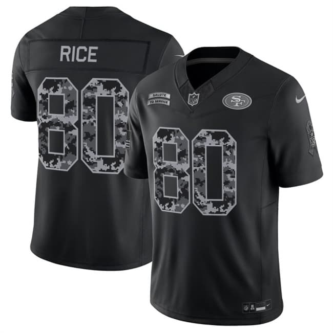 San Francisco 49ers #80 Jerry Rice Black 2026 F.U.S.E. Salute to Service Limited Stitched Football Jersey