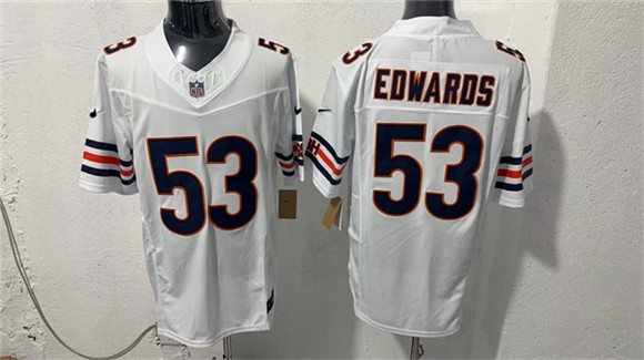 Chicago Bears #53 T.J. Edwards White 2026 F.U.S.E. Vapor Untouchable Limited Football Stitched Jersey Chicago Bears #53 T.J. Edwards White 2026 F.U.S.E. Vapor Untouchable Limited Football Stitched Jersey