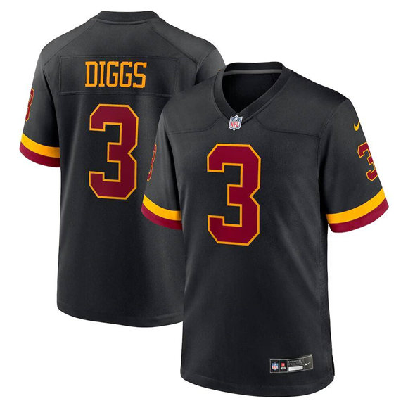 Washington Commanders #3 Stefon Diggs Black 2026 Alternate Football Stitched Game Jersey Washington Commanders #3 Stefon Diggs Black 2026 Alternate Football Stitched Game Jersey